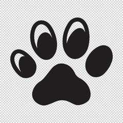 Simple and minimalistic animal paw icon, black vector illustration on transparent background
