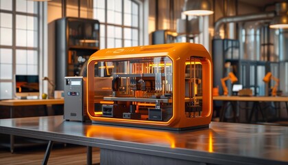 Fototapeta premium Showcase a futuristic 3D printing facility producing customizable electronic gadgets from scratch