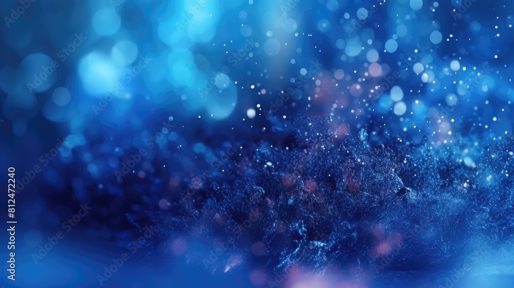 Aufkleber abstract digital artwork of dynamic blue particles with glowing elements and dark background. shiny 