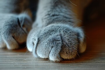 Little fluffy cat paws. Cute pet with warm soft paws. Innocent and tender, these paws hold the...