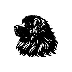 Newfoundland Dog Vector Silhouette - Capturing the Majestic Presence and Endearing Nature of this Beloved Large Breed- Newfoundland Illustration.