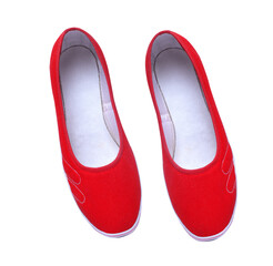 red and white canvas shoes isolated