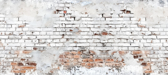 Vintage Red Brick Wall with White Paint