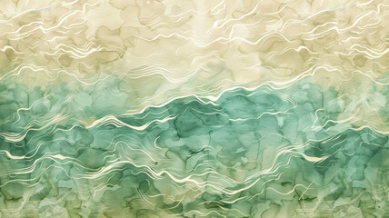 Obraz premium Emerald Green Watercolor Texture, Oceanic Geometric Pattern