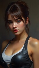 young woman Beautiful realistic eyes