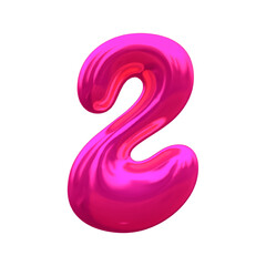 Fototapeta premium Glossy 3D balloon Number 2
