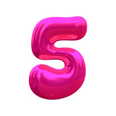 Naklejka premium Glossy 3D balloon Number 5