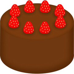 Creamy and chocolate with strawberry topping, strawberry cake, Sweet cake with strawberries and whipped cream