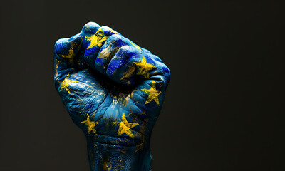 European Flags Colors on a fist 