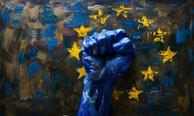European Flags Colors on a fist 