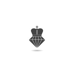 Fototapeta premium Diamond with crown simple icon with shadow