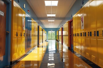 School corridor with lockers
