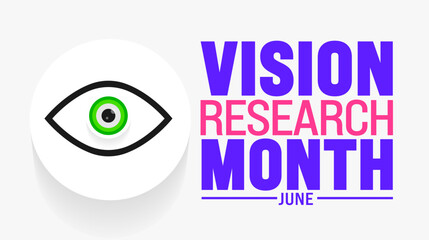 June is Vision Research Month background template. Holiday concept. use to background, banner, placard, card, and poster design template with text inscription and standard color.