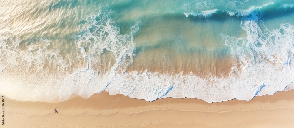 Poster aerial view of a sandy beach with a smooth surface leaving ample room for adding text or images in t