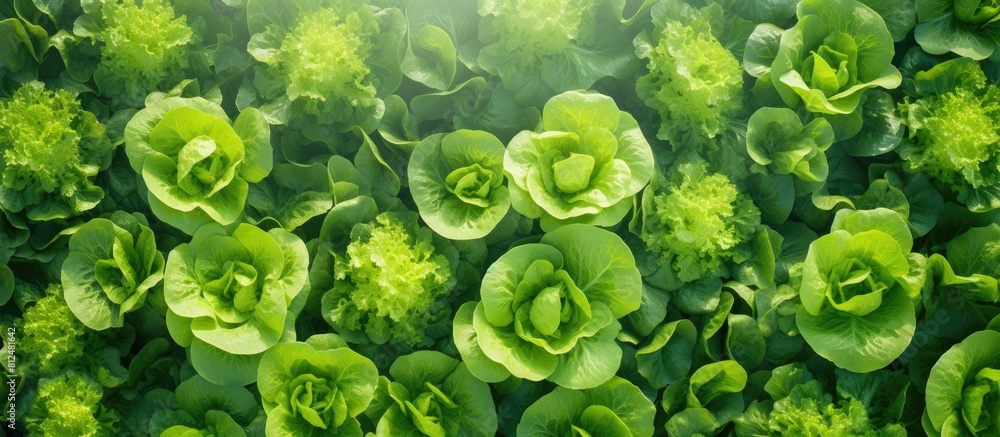 Poster aerial view of a lettuce garden with a copy space image for adding text