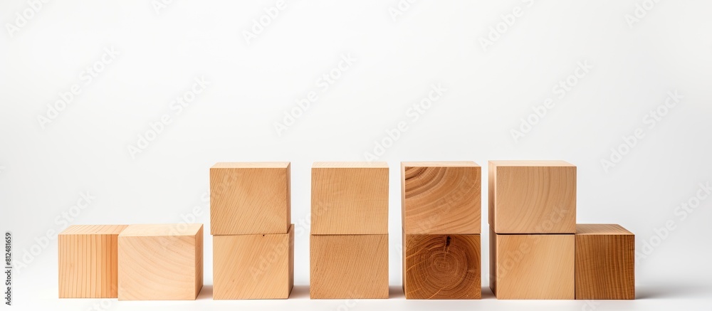 Aufkleber A stack of wooden blocks against a white backdrop providing ample room for a copy space image