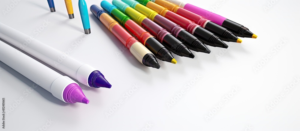 Aufkleber design mockup with a set of blank markers against a light background perfect for adding custom conte