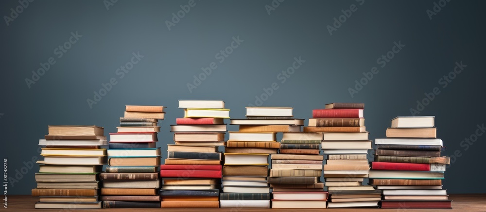 Leinwandbilder An array of assorted books stacked together leaving empty space for potential imagery. Creative banner. Copyspace image