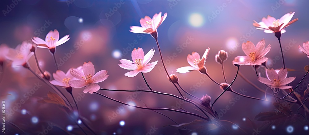 Poster an enchanting composition of flowers captured up close with a dreamy bokeh background that adds a to