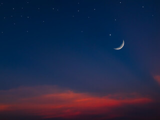 Islam Moon Star Night Isra miraj Namaz Sunset Background Mubaruk Greeting Islam Ramadan Element...