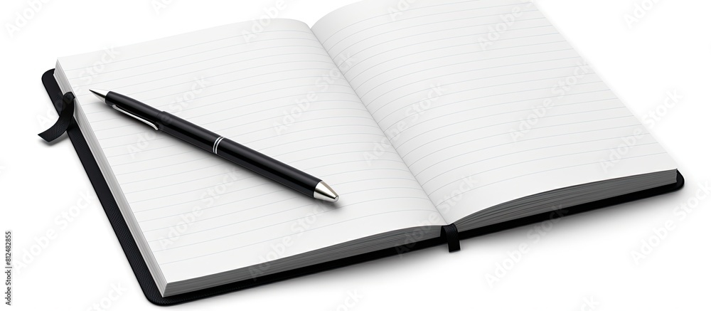 Leinwandbilder an isolated copy space image of a book diary and pen with blank pages on a white background