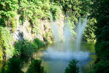 Obraz premium Victoria, British Columbia, Canada Tourists at Butchart Gardens Sunken Garden