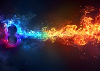 Key of Rainbow Flame: Colorful Flames Shaping into Key Form on Dark Background