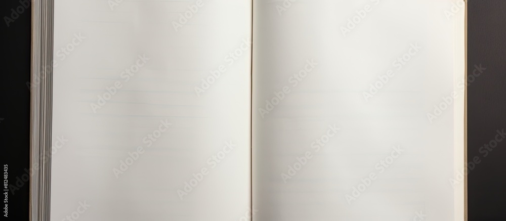 Poster A notebook with an opened page clear and ready for content offering ample space for writing or drawing