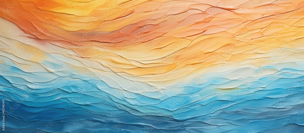 Aufkleber an abstract modern painting in oil and acrylic depicting a wave like pattern on a wall with a textur