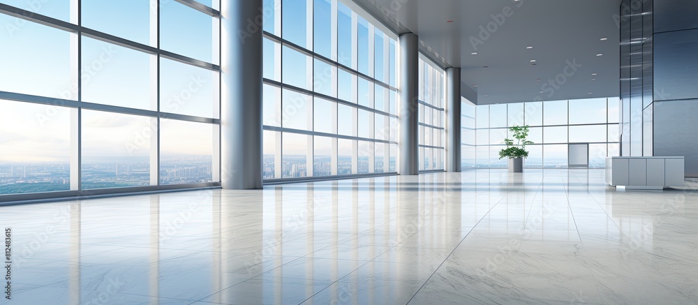 Aufkleber A modern office building with an empty marble floor providing ample copy space for images