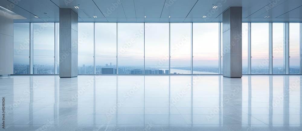 Aufkleber A modern office building with an empty marble floor providing ample copy space for images