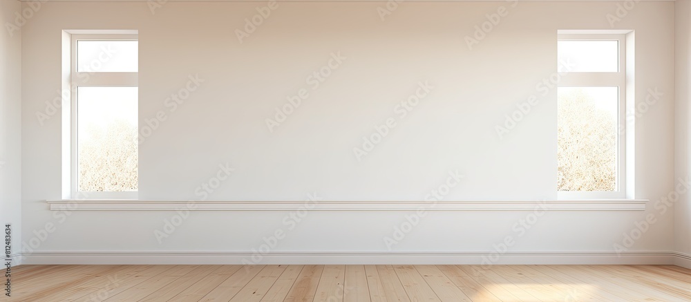 Aufkleber An empty light room at home showcases a white wall adorned with a plastic window and a radiator creating a copy space image
