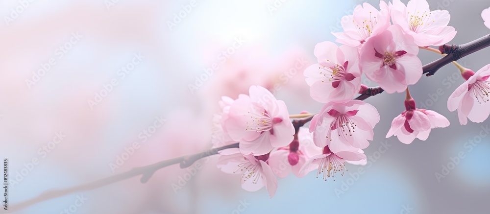 Aufkleber A soft and blurred sakura flower with ample copy space for an enchanting background image