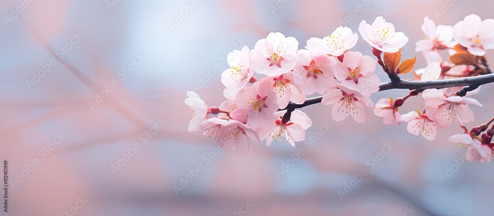 Aufkleber A soft and blurred sakura flower with ample copy space for an enchanting background image