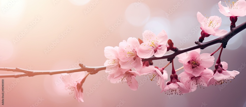 Aufkleber A soft and blurred sakura flower with ample copy space for an enchanting background image