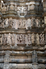 Khajuraho, India: world-famous reliefs. The relief shows the 3 phases of human life: youth, middle age and old age
