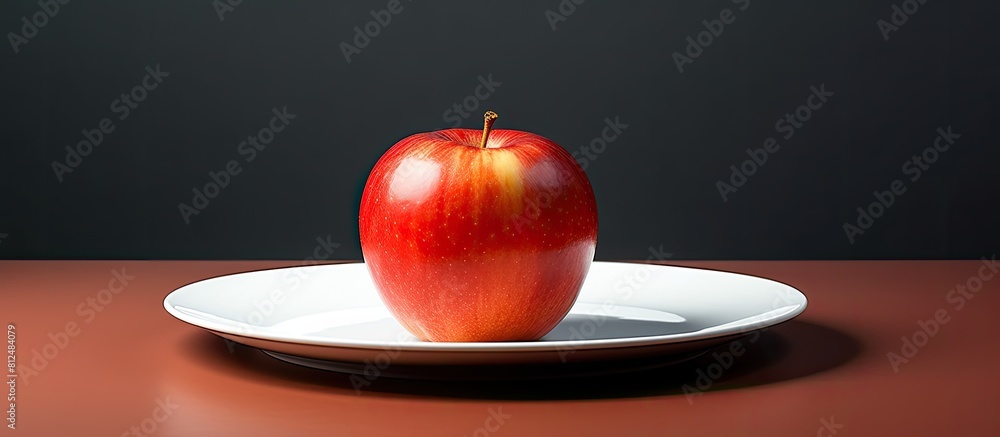 Poster A fresh and nutritious apple placed on a plate providing a visually appealing copy space image