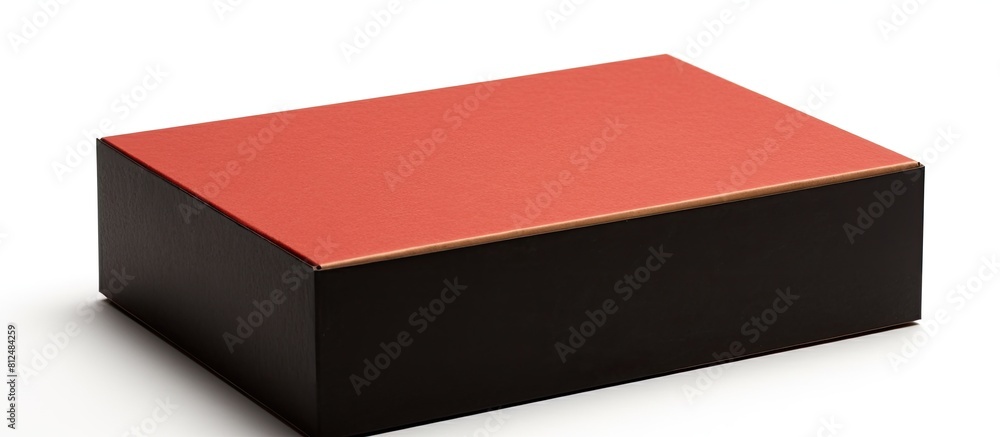Poster A small handmade cardboard box with a red and black color scheme is isolated on a white background offering a copy space image