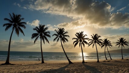 Fototapeta premium Palmeras en verano en una playa de