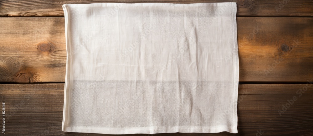 Poster a wooden background with a kitchen cloth napkin available for use and a space for additional content