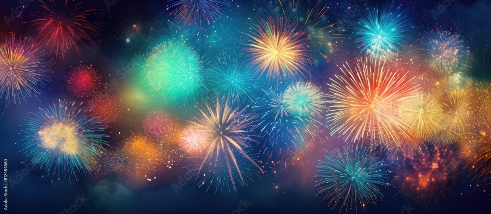 Aufkleber a colorful firework backdrop with copy space for text