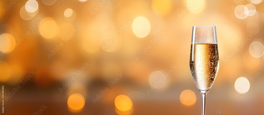 Poster a bokeh image with a background that resembles the color of champagne. creative banner. copyspace im