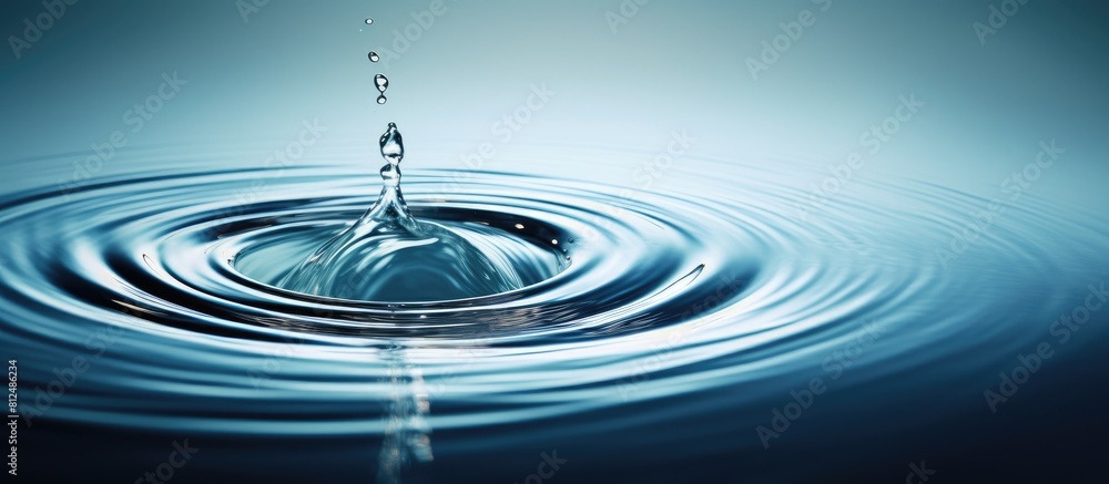 Fototapete a captivating image of a water droplet falling onto the water s surface creating a mesmerizing circu