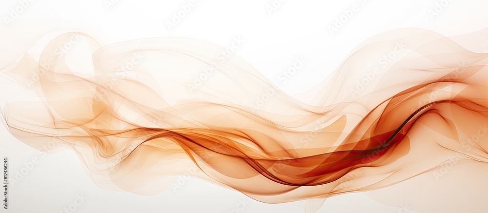 Poster a captivating image of brown smoke gracefully swirling and spreading against a white background offe