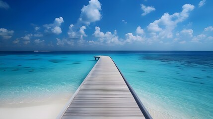 Travel destination, view on sandy beach, sun, sky, white clouds, beautiful landscape, summer holidays, vacation, travel