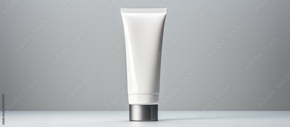 Poster a clean white tube of moisturizer placed on a white background providing ample copy space for future