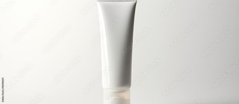Poster a clean white tube of moisturizer placed on a white background providing ample copy space for future