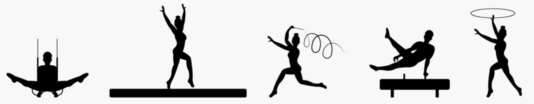 set of gymnastics silhouettes.