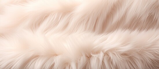 Close up detail of soft faux fur jackets in a winter white beige color Perfect background for fashion Copy space image