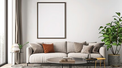 Frame mockup PSD  ,  Free frame mockup for living room wall